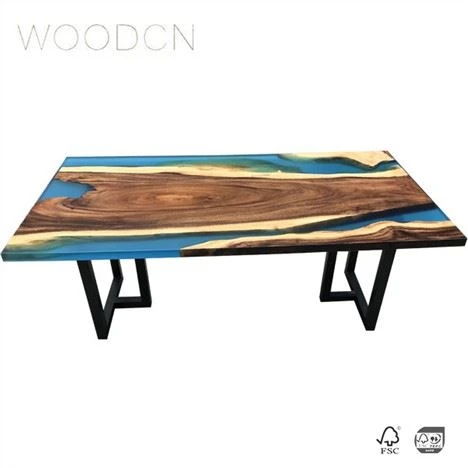 Solid Walnut Wood Beach Resin Matbord